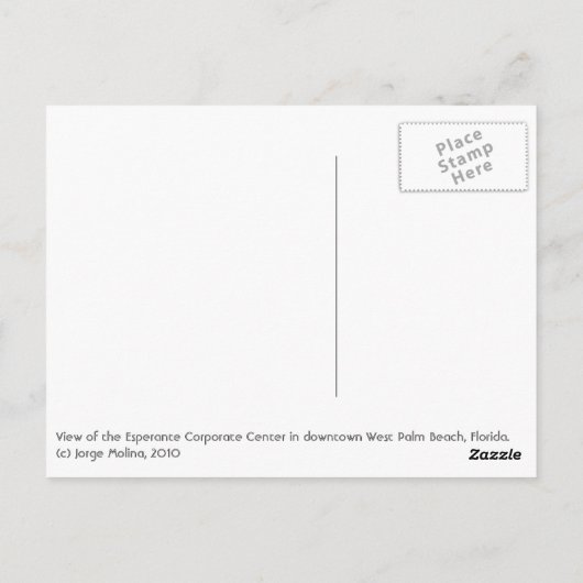 エスペラ企業のンテセンター、ウェストパームビーチ、FL ポストカード (裏面)