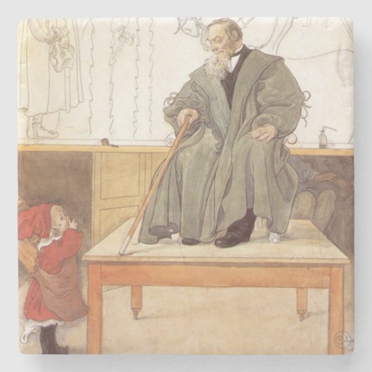 エスボルジンと彼女の祖父（女の子と祖父） ストーンコースター (正面)