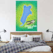 エスラムレイクデンマークの旅行マップ キャンバスプリント (インサイチュ (寝室))