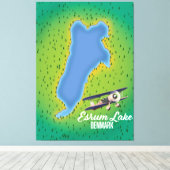 エスラムレイクデンマークの旅行マップ キャンバスプリント (インサイチュ (ウッドフロア))