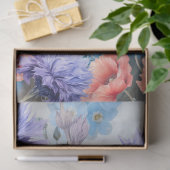 エスレルな赤いポピーと紫の花のデコパージュ 薄葉紙 (ギフト)