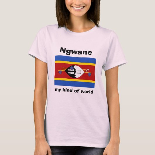 エスワティニ 国旗+地図+テキスト Tシャツ (正面)