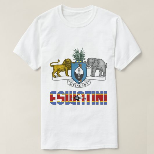 エスワティーニ国旗と紋章の愛国心 Tシャツ (デザイン正面)