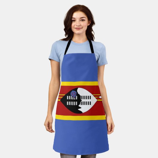 エスワティーニ国旗 エプロン (着用した状態)