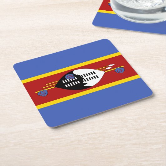 エスワティーニ国旗 スクエアペーパーコースター (アングル)