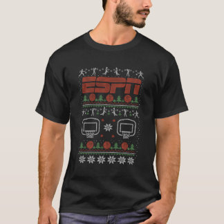 エスンクリスマスバスケットボールパターン醜いセーター Tシャツ
