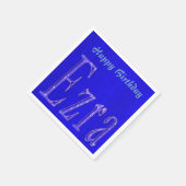 エズラ，名前，ロゴ，青い誕生日のロゴ， スタンダードカクテルナプキン (角)