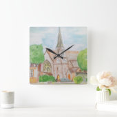 エセックスチャーチウォーターカラーペンシル スクエア壁時計 (ホーム)