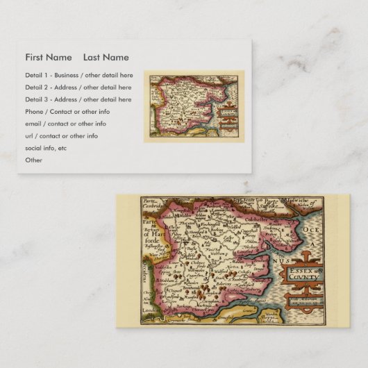 エセックス郡イングランド古古古古古古古美術館地図 名刺 (正面/裏面)