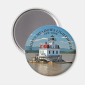 エソプスメドウズライトハウスニューヨークラウンドマグネット マグネット (正面/裏面)