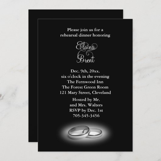 エタニティ·リハーサル·ディナー(黒) 招待状 (正面/裏面)