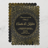 エターナルエレガンス:ブラック&金ゴールドヘナインスパイア招待状 (正面/裏面)