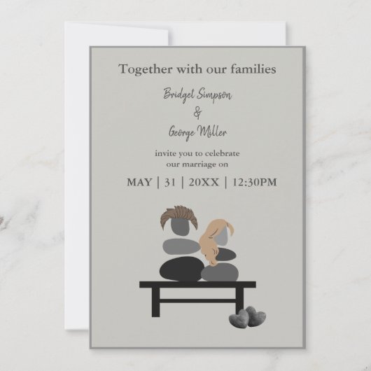 エターナルストーン カップル ボホ ウェディング 招待状 (正面)