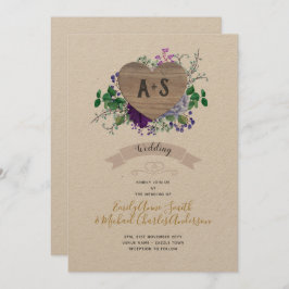 エターナルハート結婚ズパープルブルーフローラクラフト 招待状