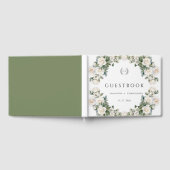 エターナルバラエレガントグリーンフローラ結婚ズ ゲストブック (全面)