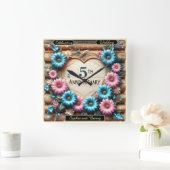 エターナル開花5周年記念フローラお祝い スクエア壁時計 (ホーム)