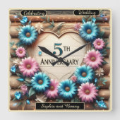 エターナル開花5周年記念フローラお祝い スクエア壁時計 (正面)