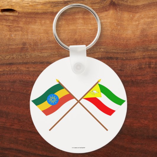 エチオピアとソマリの国境を越えた国旗 キーホルダー (正面)
