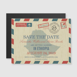 エチオピアのアンティーク航空便が日付を救う マグネット招待状