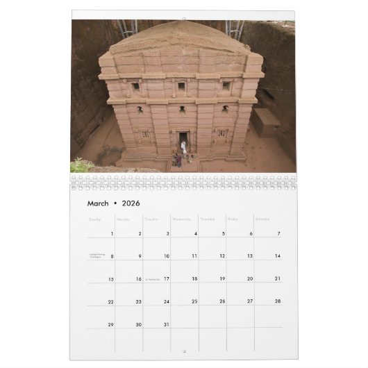 エチオピアのウォールカレンダー カレンダー (3月 2026)