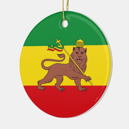 エチオピアのラスタファリア国旗、ユダの郵便馬車 セラミックオーナメント (左)