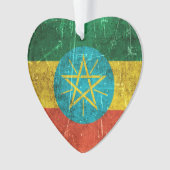 エチオピアのヴィンテージの老化させ、傷付けられた旗 オーナメント (正面)