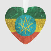 エチオピアのヴィンテージの老化させ、傷付けられた旗 オーナメント (裏面)