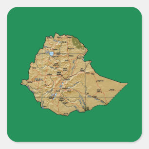 エチオピアの地図のステッカー スクエアシール