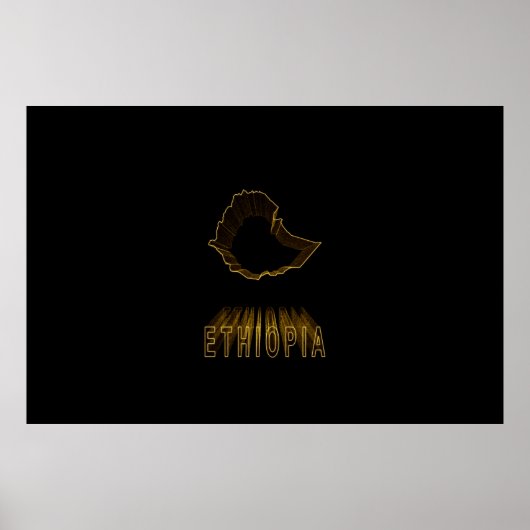 エチオピアの地図、金ゴールドの地図 ポスター (正面)