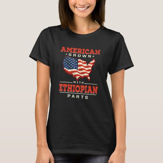 エチオピアの地域で育ったアメリカ人の愛国心 Tシャツ (正面)