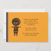 エチオピアの男の子の採用の発表 招待状 (裏面)