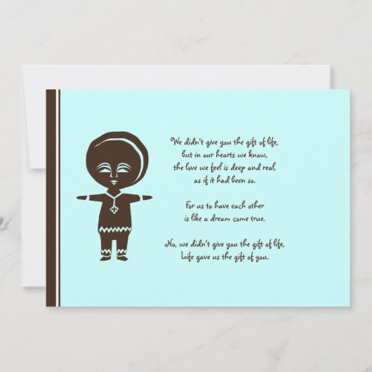 エチオピアの男の子の採用の発表 案内状 (裏面)