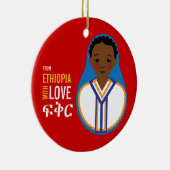 エチオピアの男の子の採用の記念品 セラミックオーナメント (右)