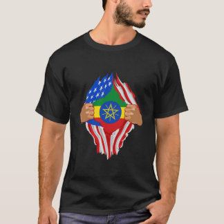エチオピアの血マイエチオピア国旗の贈り物 Tシャツ