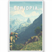 エチオピアイラストレーショントラベルアートヴィンテージ シール (正面)