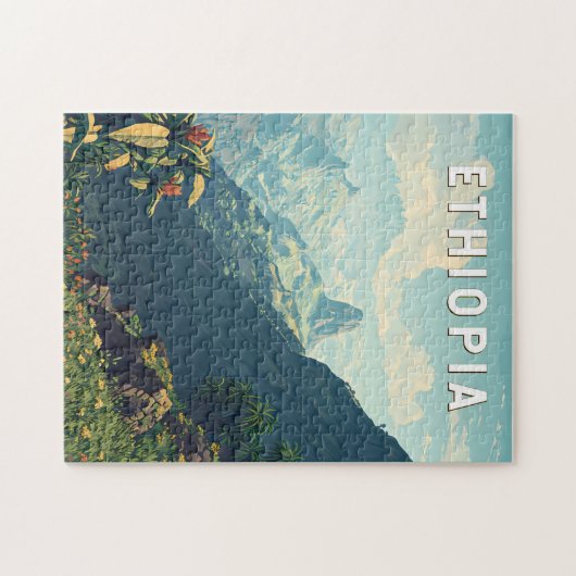 エチオピアイラストレーショントラベルアートヴィンテージ ジグソーパズル (横)