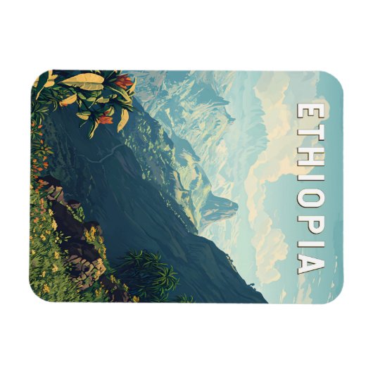 エチオピアイラストレーショントラベルアートヴィンテージ マグネット (横)