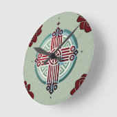 エチオピアクロスデザイン装飾用クッション ラウンド壁時計 (傾斜)