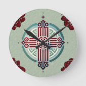 エチオピアクロスデザイン装飾用クッション ラウンド壁時計 (正面)