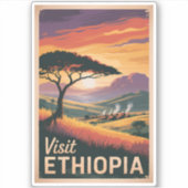 エチオピアサンセットトラベルアートヴィンテージ シール (正面)