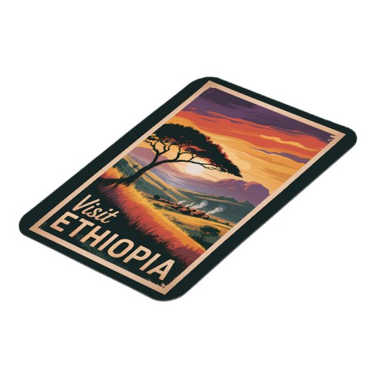 エチオピアサンセットトラベルアートヴィンテージ マグネット (左側)