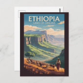 エチオピアシェパードヘルドトラベルアートヴィンテージ ポストカード (正面/裏面)