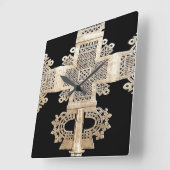 エチオピアモチーフ正方形壁掛け時計 スクエア壁時計 (傾斜)