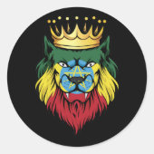 エチオピアライオンキング国旗 ラウンドシール (正面)