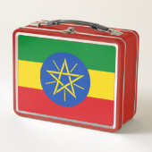 エチオピア国旗が付いた金属ステンレス弁当箱 メタルランチボックス (正面)
