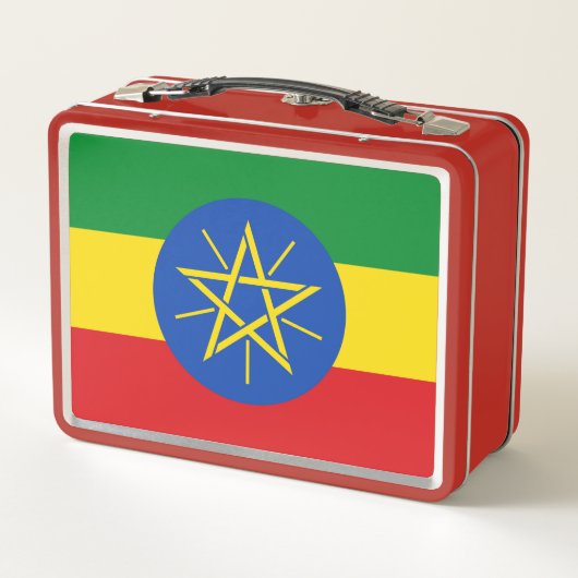 エチオピア国旗が付いた金属ステンレス弁当箱 メタルランチボックス (裏面)