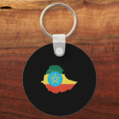 エチオピア国旗と地図 キーホルダー (正面)