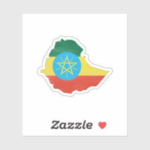 エチオピア国旗と地図 シール