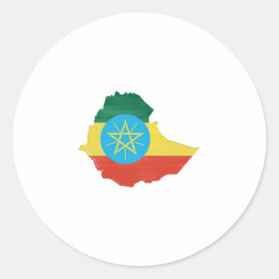 エチオピア国旗と地図 ラウンドシール
