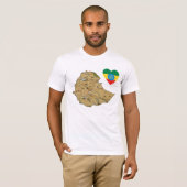 エチオピア国旗のハートと地図Tシャツ Tシャツ (正面フル)